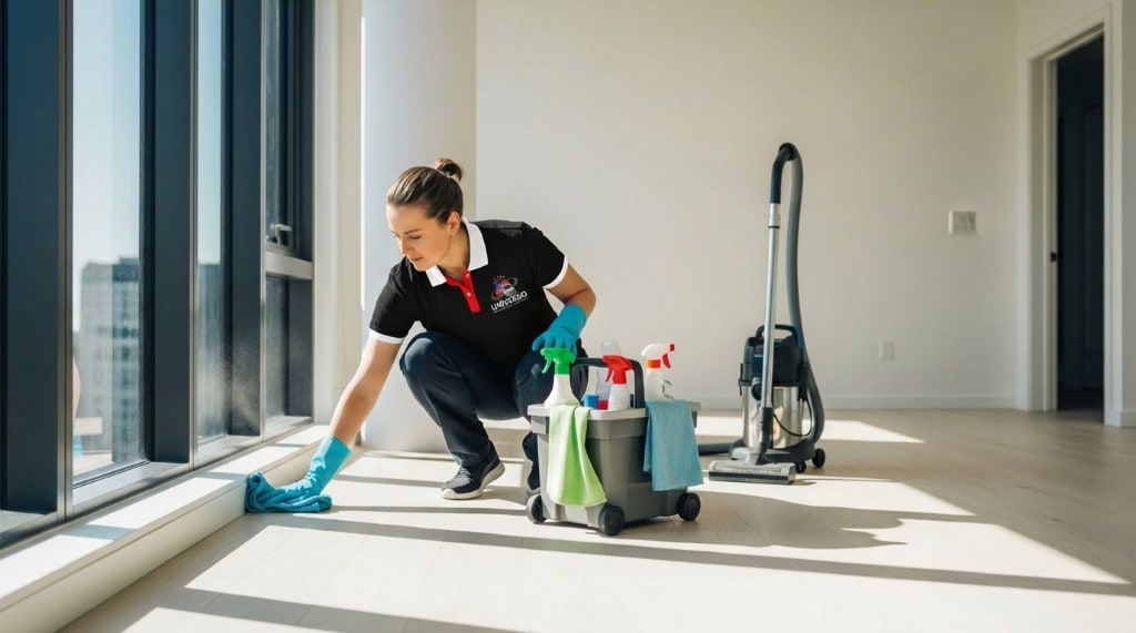 Profissional UNIVERSO em limpeza de interiores com equipamento — Professional Cleaning